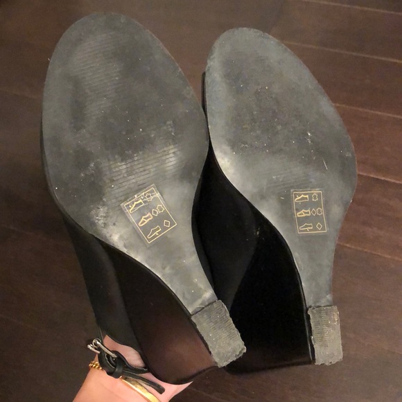 Design Lab Leather Wedge Peep Toe Ankle Strap - Picture 5 of 6